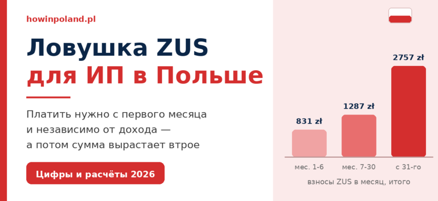 Ловушка ZUS для ИП в Польше: рост взносов после льготного периода в 2026 году